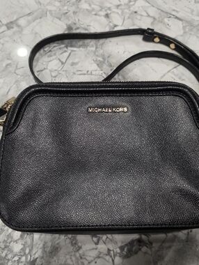 Michael Kors Black Saffiano Leather Crossbody with Gold Hardware